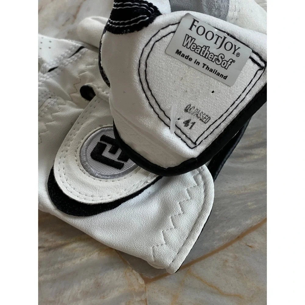 FootJoy Womens White Golf Gloves Pair Hook and Loop Logo Breathable Perforated